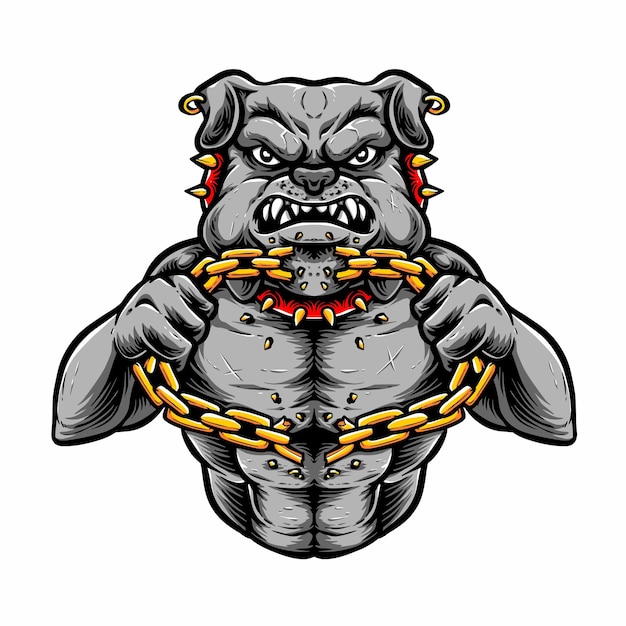 Bulldog brekende ketting vectorillustratie