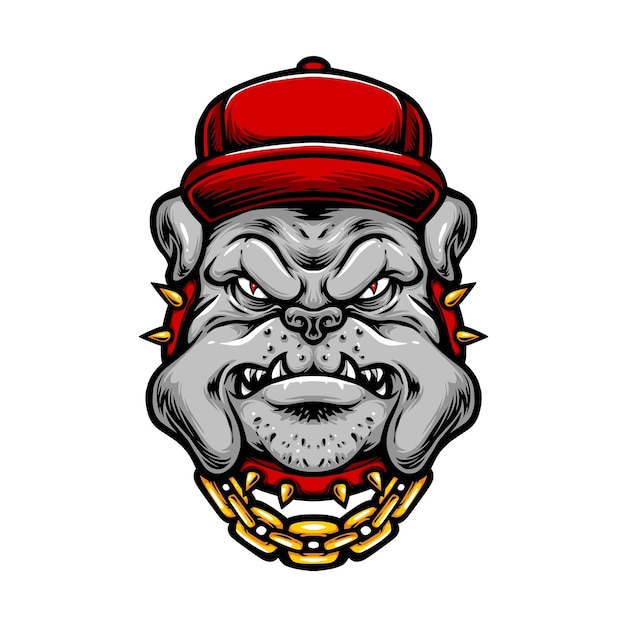 Gratis vector bulldog met hoed en ketting vector