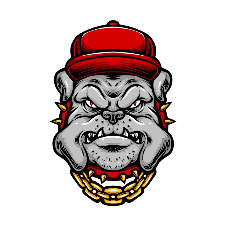 Gratis Vector bulldog met hoed en ketting vector