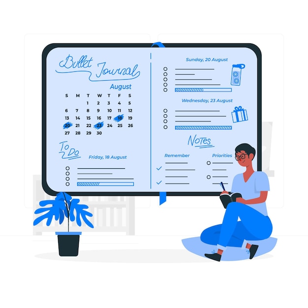 Gratis vector bullet journal concept illustratie