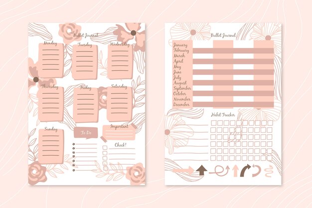 Bullet Journal Planner-sjabloon