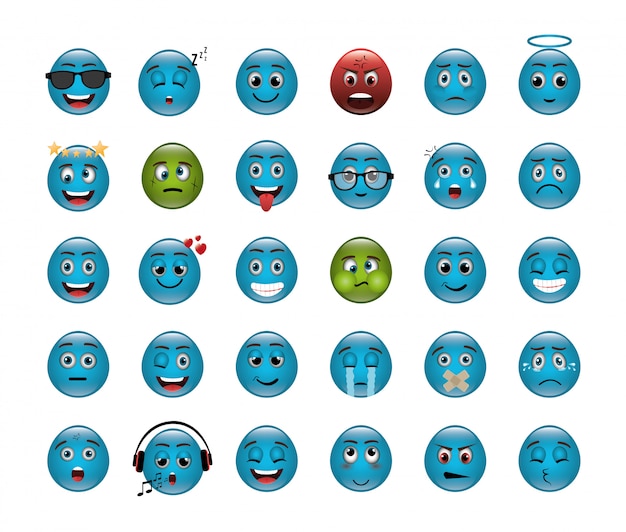 Gratis vector bundel van emoticons met uitdrukkingen