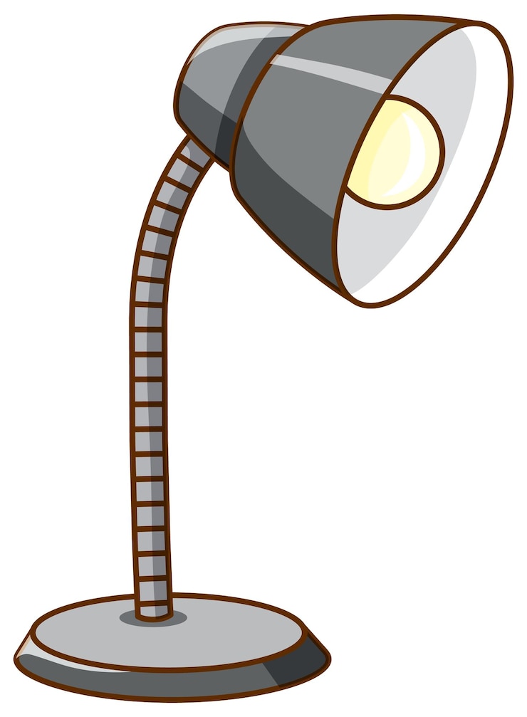 Gratis Vector bureaulamp in grijze kleur op witte achtergrond