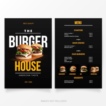 Burger house menusjabloon