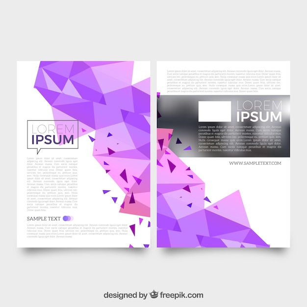 Gratis vector business flyer met paars geometrische vormen