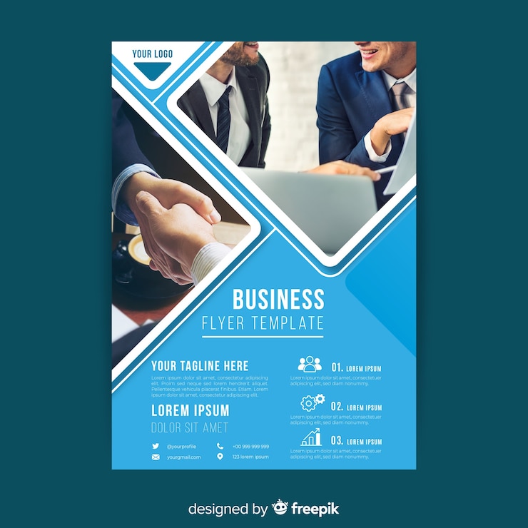 Gratis Vector business flyer sjabloon met foto