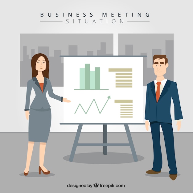 Gratis vector business mensen met statistieken