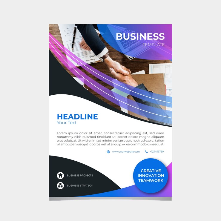 Gratis Vector business sjabloon met mannen handen schudden