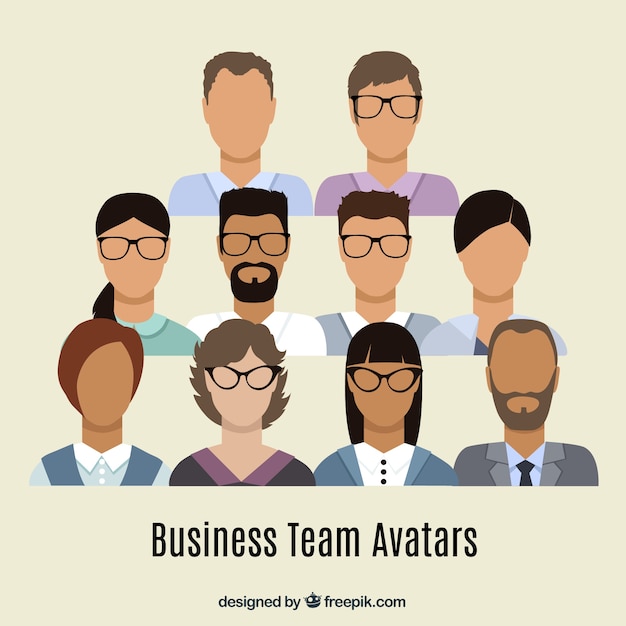 Business team avatars in plat design