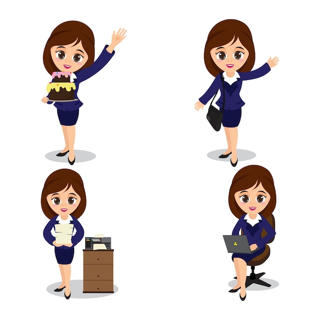 Gratis vector business vrouw karakter collectie