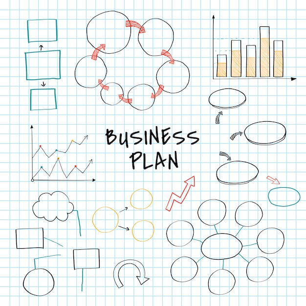 Gratis vector businessplan dat met grafiek en grafiekvector wordt geplaatst