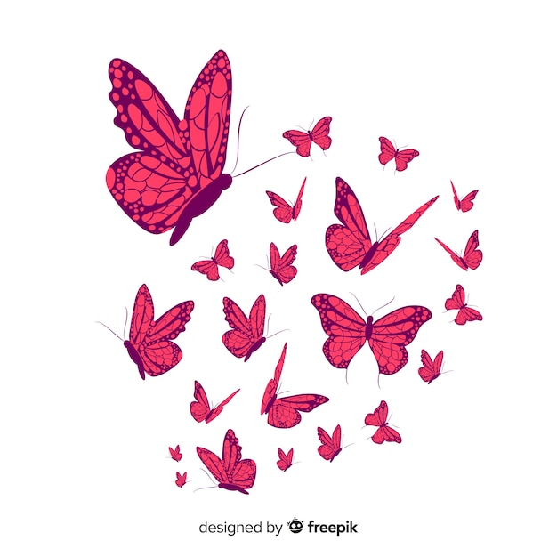 Gratis vector butterfly zwerm achtergrond