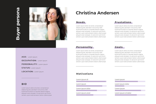 Gratis vector buyer persona infographics met foto