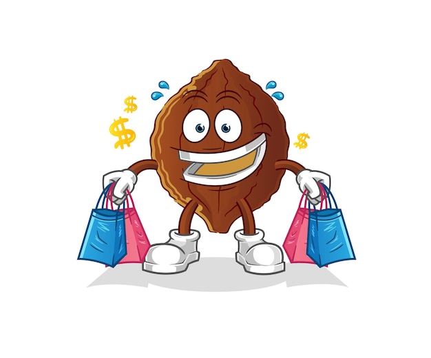 Cacao shopping mascotte. cartoon vector