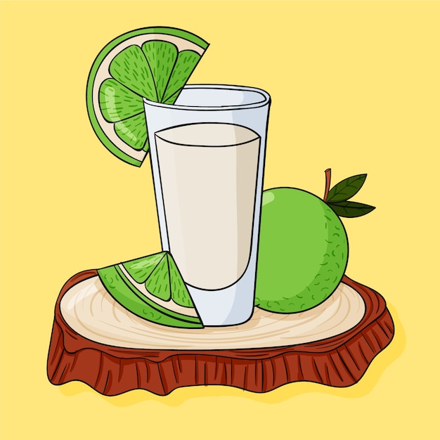 Gratis vector cachaça-illustratie in handgetekende stijl