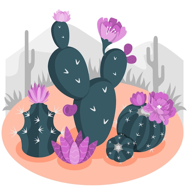 Gratis vector cactus concept illustratie