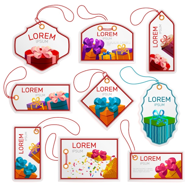 Gratis vector cadeaupakket tags set