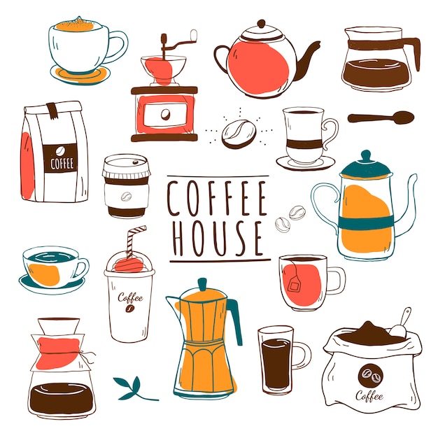 Gratis vector cafe en koffie huis patroon vector