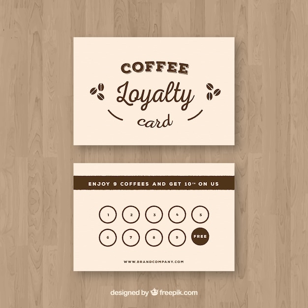 Gratis vector cafe loyaliteit kaartsjabloon met elegante stijl