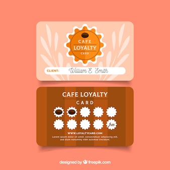 Cafe loyaliteit kaartsjabloon met moderne stijl