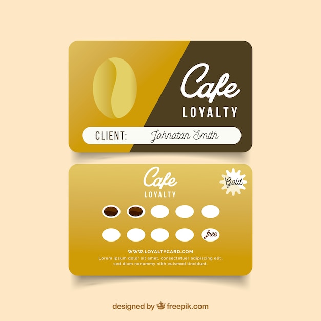 Gratis vector cafe loyaliteit kaartsjabloon met moderne stijl