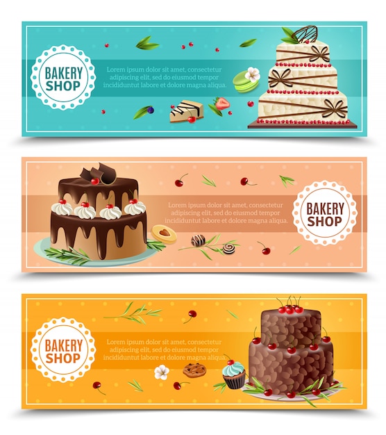 Cakes banners set