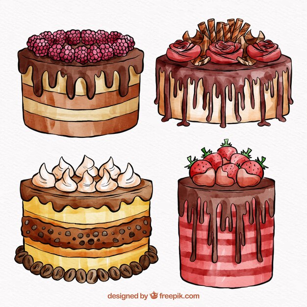 Cakes collectie in aquarel stijl