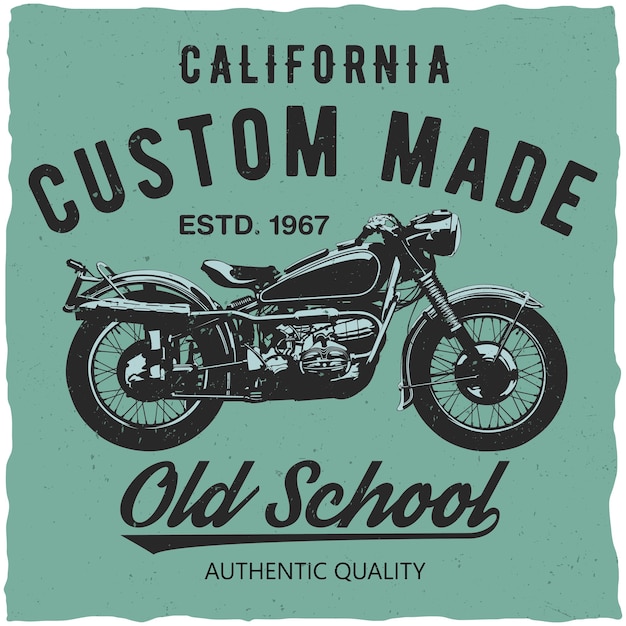 Gratis vector california custom made poster met woorden old school en authentieke kwaliteit