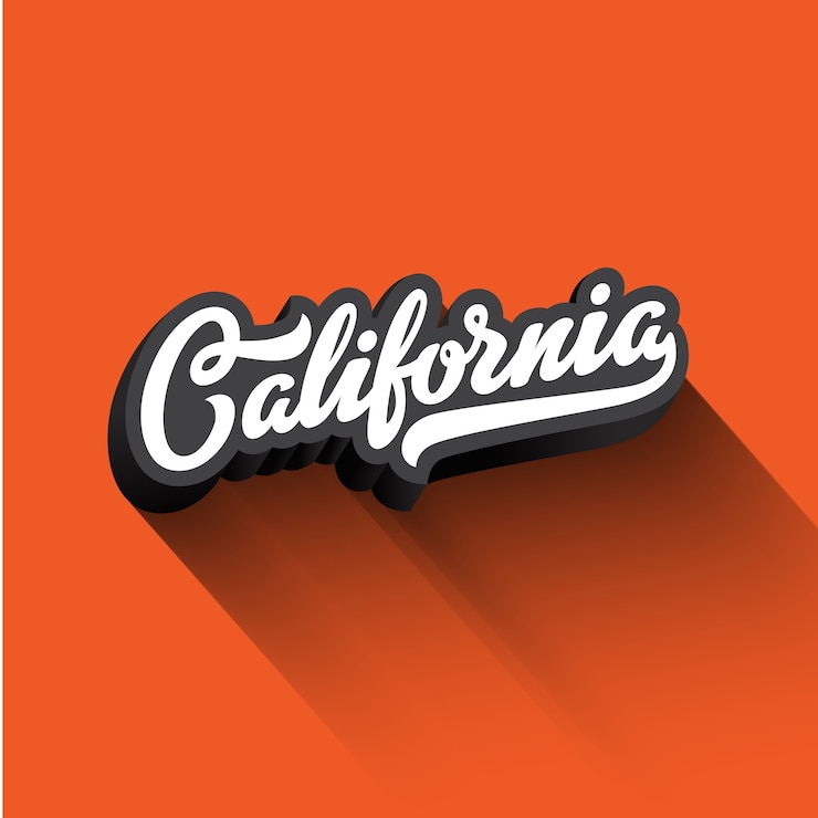 Gratis Vector californië tekst kalligrafie vintage retro