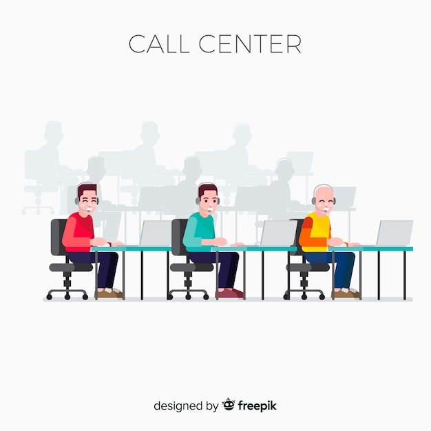 Call center agentconcept in vlak ontwerp