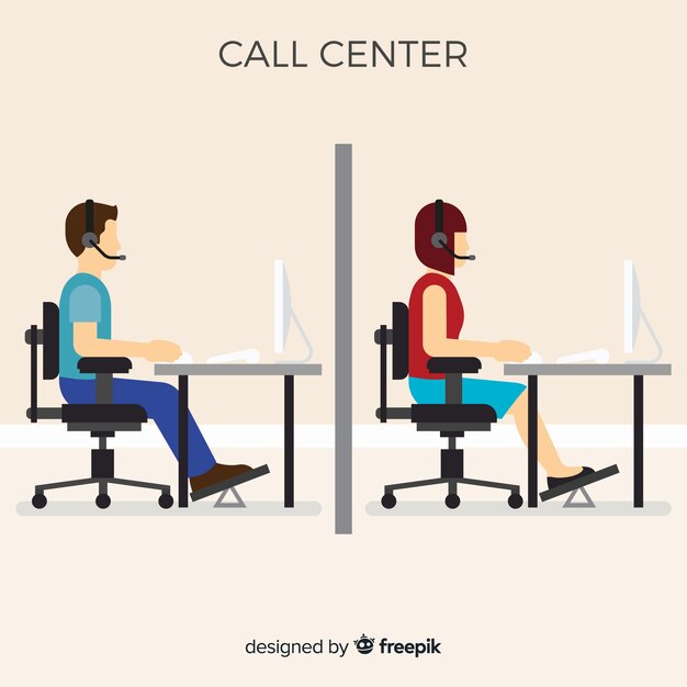 Call center agentconcept in vlakke stijl