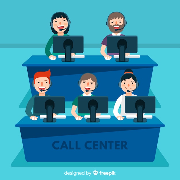 Gratis vector call center agentconcept in vlakke stijl