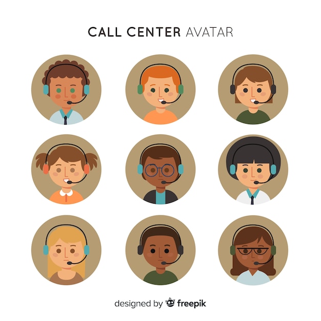 Gratis vector call center avatar set