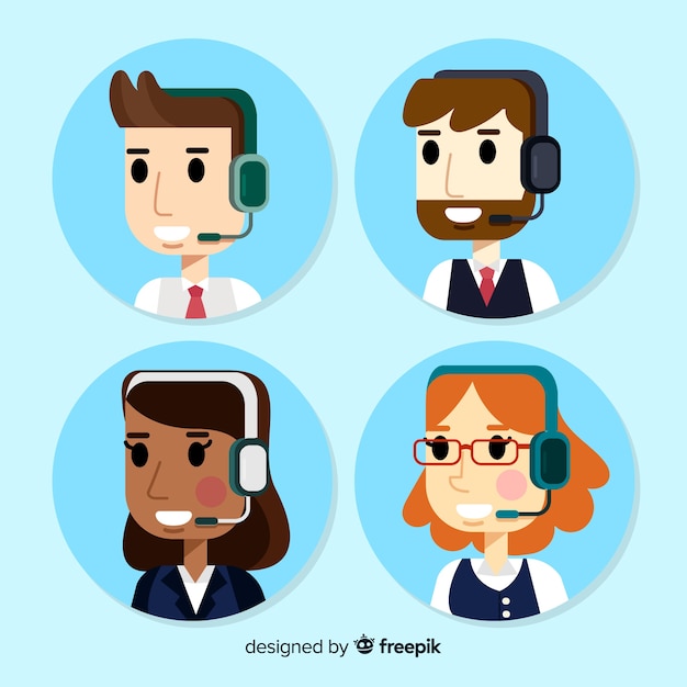 Call center avatars in vlakke stijl