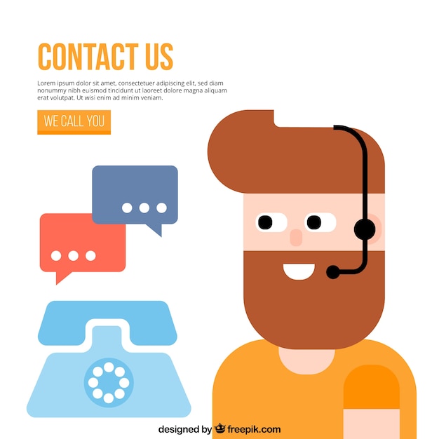 Gratis vector callcenter achtergrond in plat design