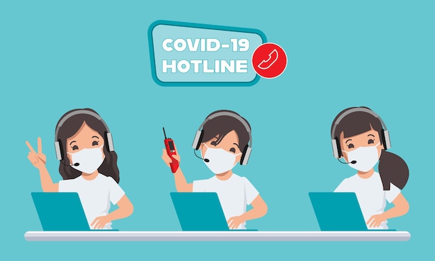 Callcenter noodhulp hotline om de patiënt te helpen en te ondersteunen tijdens de ziekte van covid19