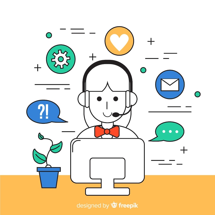 Gratis Vector callcenterachtergrond in lineair ontwerp
