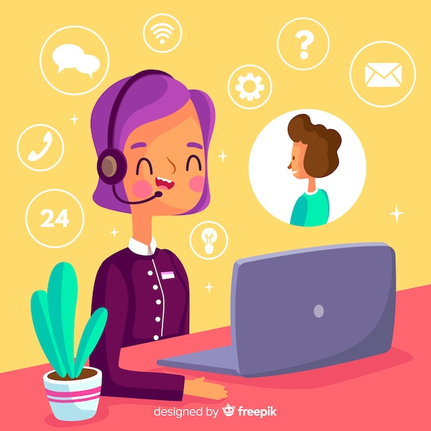 Gratis vector callcentermedewerker die klanten helpt