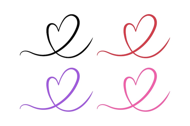 Gratis Vector calligrafie hart vier kleuren