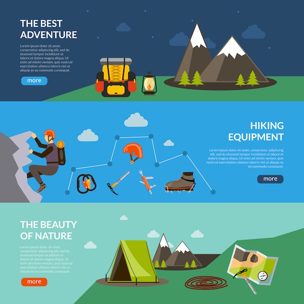 Camping adventure banner set