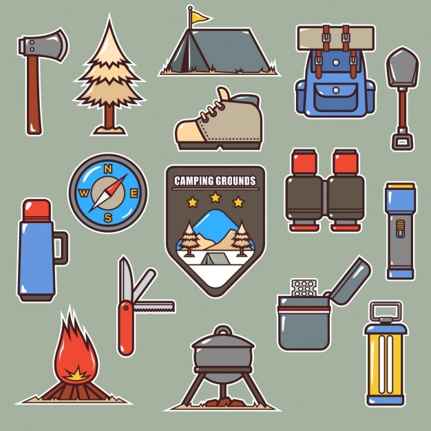 Gratis vector camping elementen collectie