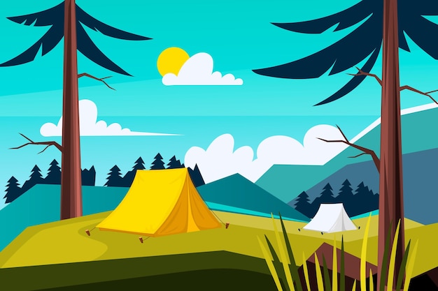 Gratis vector camping gebied landschap