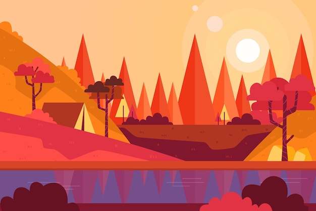 Gratis vector camping gebied landschap