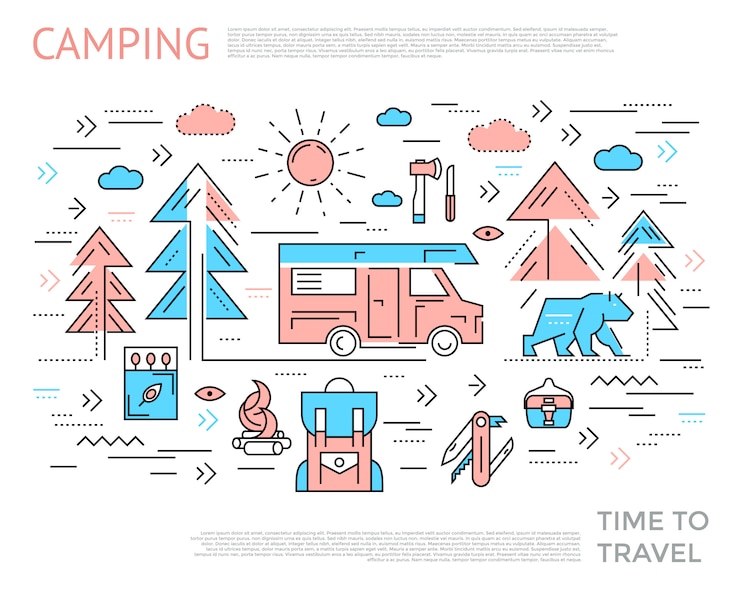 Gratis Vector camping horizontaal concept