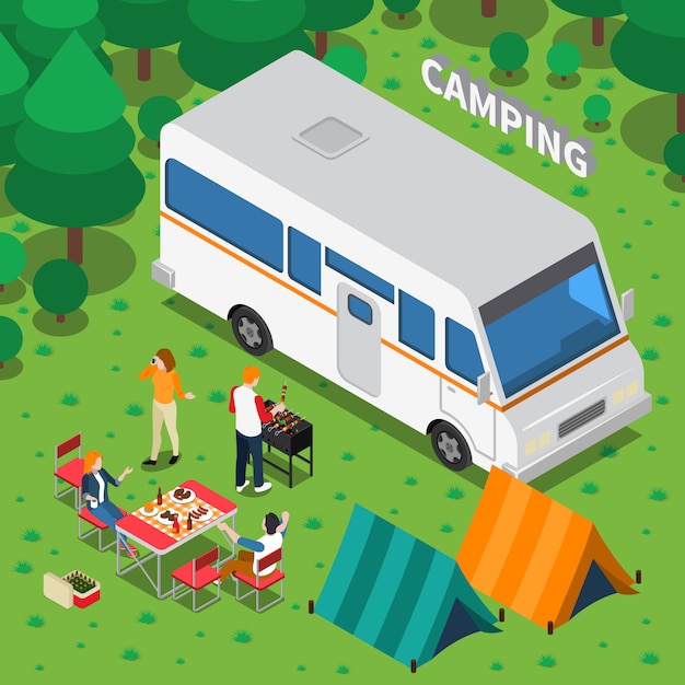 Camping isometrische samenstelling