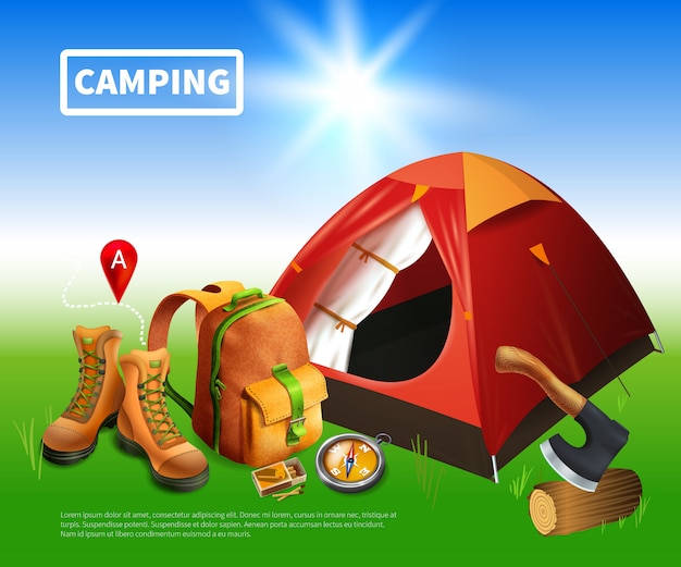 Gratis vector camping realistische sjabloon