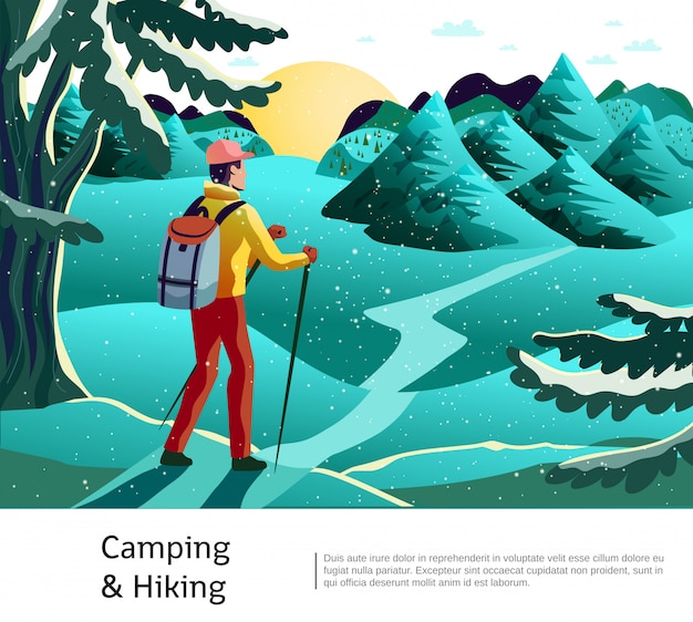 Gratis vector camping wandelen achtergrond poster