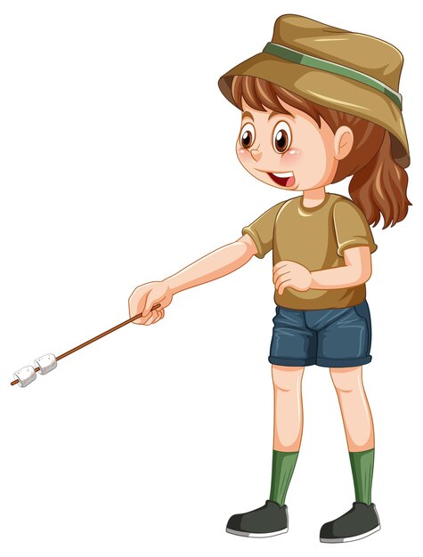 Campingmeisje dat marshmallow roostert