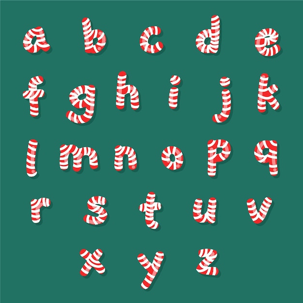 Candy cane kerst alfabet