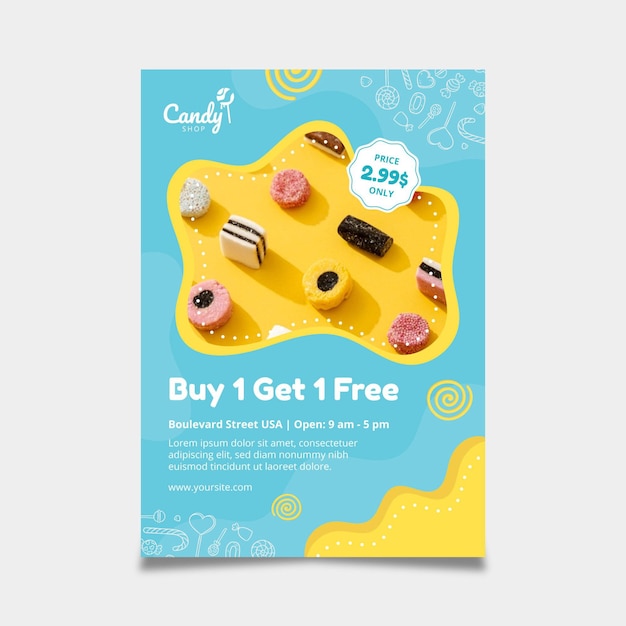 Gratis vector candy flyer-sjabloon